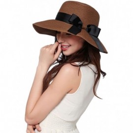 Sun Hats The New Womens Straw Hat Floppy Foldable Roll up Beach Cap Sun Hat - Brown - CZ189ZKXMHE $12.64