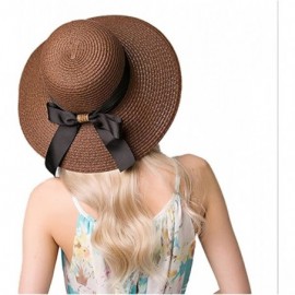 Sun Hats The New Womens Straw Hat Floppy Foldable Roll up Beach Cap Sun Hat - Brown - CZ189ZKXMHE $12.64