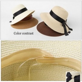 Sun Hats The New Womens Straw Hat Floppy Foldable Roll up Beach Cap Sun Hat - Brown - CZ189ZKXMHE $12.64