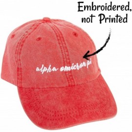 Baseball Caps Alpha Omicron Pi (N) Sorority Baseball Hat Cap Cursive Name Font AOII - Red - CR18SDD3A5S $21.64