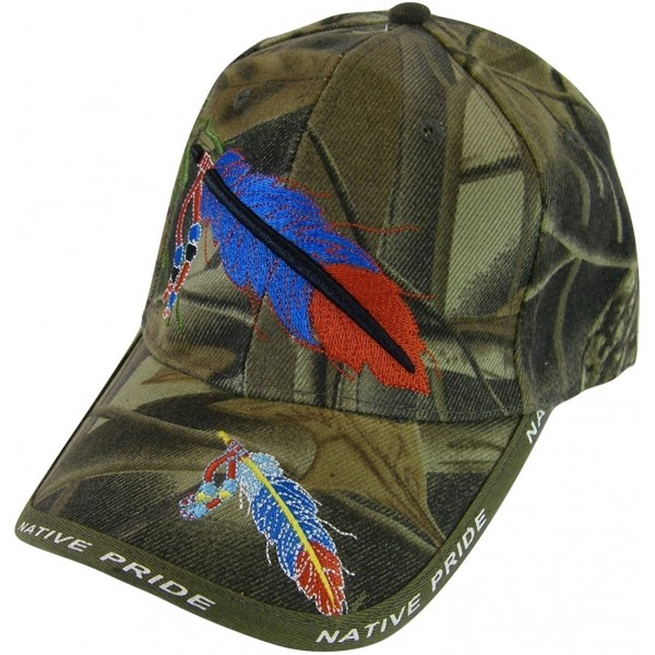 Baseball Caps Native Pride Feather Men's Adjustable Baseball Cap - Camouflage - CT17YGCRDIY $12.69