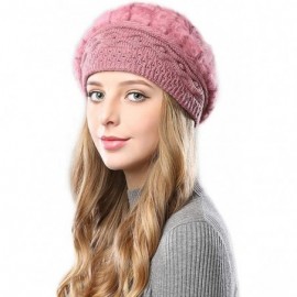 Berets Women Winter French Beret Hat Wool Knit Berets Beanie Classic Warm Casual Hat - Peach - CP18Z4Q55QQ $11.98