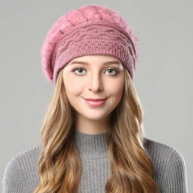 Berets Women Winter French Beret Hat Wool Knit Berets Beanie Classic Warm Casual Hat - Peach - CP18Z4Q55QQ $11.98