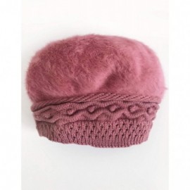 Berets Women Winter French Beret Hat Wool Knit Berets Beanie Classic Warm Casual Hat - Peach - CP18Z4Q55QQ $11.98