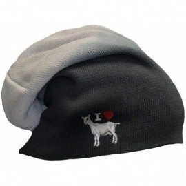 Skullies & Beanies Slouchy Beanie for Men & Women I Love Heart Goats Embroidery Skull Cap Hats - Black Grey - CU18ZDQ2DEK $17.17