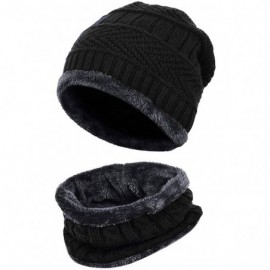 Skullies & Beanies 2-Pieces Winter Hat Scarf Set Warm Knit Thick Beanie Hat Scarves Set Gifts for Men Women - Hat Scarf Set-a...