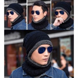 Skullies & Beanies 2-Pieces Winter Hat Scarf Set Warm Knit Thick Beanie Hat Scarves Set Gifts for Men Women - Hat Scarf Set-a...