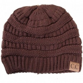Skullies & Beanies Trendy Warm Chunky Soft Stretch Cable Knit Beanie Skull Cap Hat - Brown - CA185R3TMGX $19.29