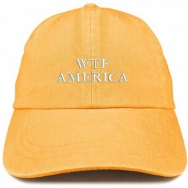 Baseball Caps WTF America Embroidered Washed Cotton Adjustable Cap - Mango - CA185LYN6N4 $22.55