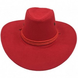 Cowboy Hats Men's Outback Faux Felt Wide Brim Western Cowboy Hat - Xnzm01-rd1 - C718IEN30GM $12.06