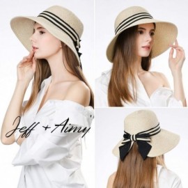 Sun Hats Womens UPF 50 Straw Sun Hat Floppy Wide Brim Fashion Beach Accessories Packable & Adjustable - 89016beige - C818R3ZA...