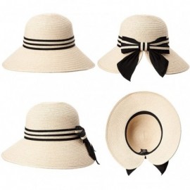 Sun Hats Womens UPF 50 Straw Sun Hat Floppy Wide Brim Fashion Beach Accessories Packable & Adjustable - 89016beige - C818R3ZA...