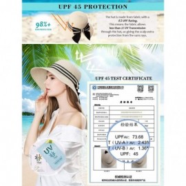 Sun Hats Womens UPF 50 Straw Sun Hat Floppy Wide Brim Fashion Beach Accessories Packable & Adjustable - 89016beige - C818R3ZA...