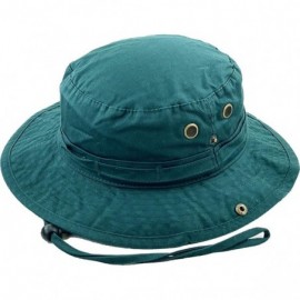 Bucket Hats Unisex Washed Cotton Bucket Hat Summer Outdoor Cap - (2. Boonie With Chin Strap) Hunter Green - CH11M3OIT01 $10.80