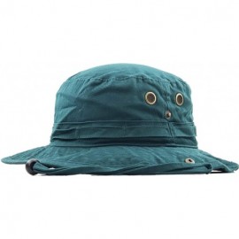 Bucket Hats Unisex Washed Cotton Bucket Hat Summer Outdoor Cap - (2. Boonie With Chin Strap) Hunter Green - CH11M3OIT01 $10.80