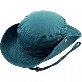 Bucket Hats Unisex Washed Cotton Bucket Hat Summer Outdoor Cap - (2. Boonie With Chin Strap) Hunter Green - CH11M3OIT01 $10.80