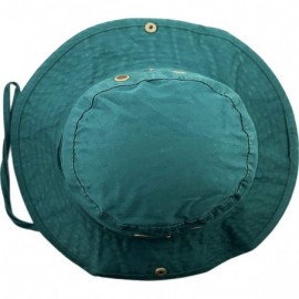 Bucket Hats Unisex Washed Cotton Bucket Hat Summer Outdoor Cap - (2. Boonie With Chin Strap) Hunter Green - CH11M3OIT01 $10.80