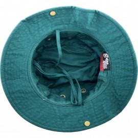 Bucket Hats Unisex Washed Cotton Bucket Hat Summer Outdoor Cap - (2. Boonie With Chin Strap) Hunter Green - CH11M3OIT01 $10.80