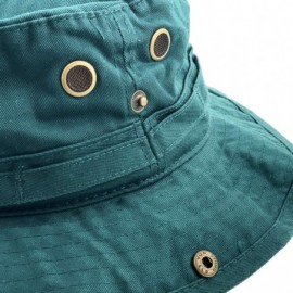 Bucket Hats Unisex Washed Cotton Bucket Hat Summer Outdoor Cap - (2. Boonie With Chin Strap) Hunter Green - CH11M3OIT01 $10.80