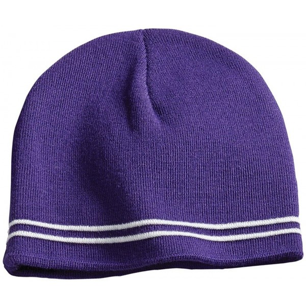 Skullies & Beanies Men's Spectator Beanie - Purple/ White - CF11QDSMPCV $9.78