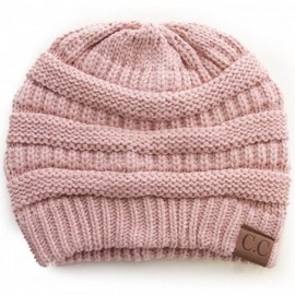 Skullies & Beanies 3pc Set Trendy Warm Chunky Soft Stretch Cable Knit Beanie Scarves Gloves Set - Rose - CB187GQY8S9 $52.68