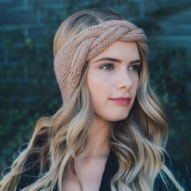 Headbands Boho Braided Headband Knitted Cotton Headbands Wool Wide Hairband for Women and Girls(Khaki) - Khaki - CV18XTLWLZQ ...