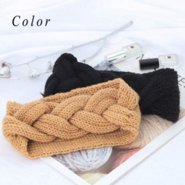 Headbands Boho Braided Headband Knitted Cotton Headbands Wool Wide Hairband for Women and Girls(Khaki) - Khaki - CV18XTLWLZQ ...