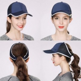 Baseball Caps Women Ponytail Baseball Bun Hat Cotton/Nylon/Mesh Quality Low Profile Adjustable - 00701_navy Blue - CW18R4S7XR...