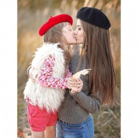 Berets 3 Pieces Women Beret Hats French Style Berets Wool Beret Winter Beret Cap - Black- Camel Color- Red - CH18XQ0CU64 $11.05