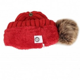 Skullies & Beanies Fleece Ribbed Knit Pom Beanie Winter Hat Slouchy Cap CZP0011 - Red - CQ18KL9UL8I $11.08