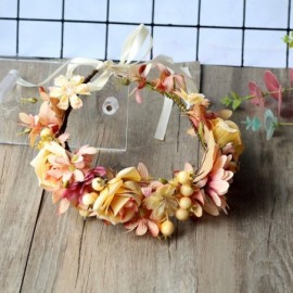 Headbands Adjustable Flower Headband Hair Wreath Floral Garland Crown Flower Halo Headpiece Boho with Ribbon Wedding Party - ...