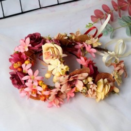 Headbands Adjustable Flower Headband Hair Wreath Floral Garland Crown Flower Halo Headpiece Boho with Ribbon Wedding Party - ...