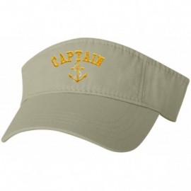 Visors Adult Captain with Anchor Embroidered Visor Dad Hat - Khaki - CE184IKN30C $18.75