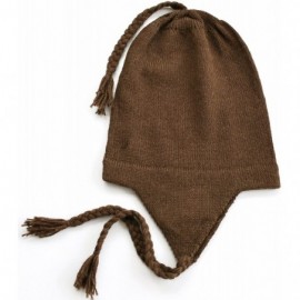 Skullies & Beanies 100% Alpaca Wool Knit Beanie Cap with Ear Flaps- Chullo Hat Women Men- One Size - Cocoa Brown - CI1890DN0O...