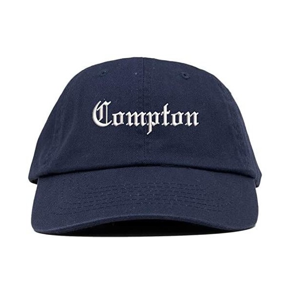 Baseball Caps Compton Text Embroidered Low Profile Soft Crown Unisex Baseball Dad Hat - Vc300_navy - CC18S7Z7WLL $16.52