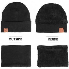 Skullies & Beanies Winter Knit Hat Beanie For Men & Women with Additional Scarf Neck Warmer - Black - CL18HY9A6CI $13.05