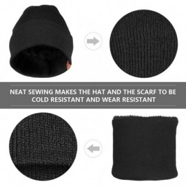 Skullies & Beanies Winter Knit Hat Beanie For Men & Women with Additional Scarf Neck Warmer - Black - CL18HY9A6CI $13.05