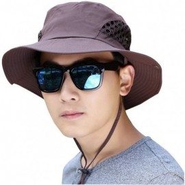 Sun Hats Outdoor Cowboy Sun Caps Wide Brim Bucket Fishing Summer UPF 50+Hats - Brown - CU185309396 $23.68