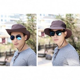 Sun Hats Outdoor Cowboy Sun Caps Wide Brim Bucket Fishing Summer UPF 50+Hats - Brown - CU185309396 $11.54