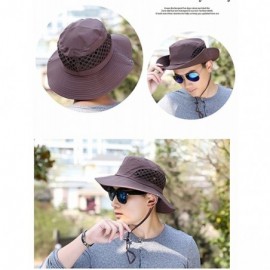 Sun Hats Outdoor Cowboy Sun Caps Wide Brim Bucket Fishing Summer UPF 50+Hats - Brown - CU185309396 $11.54