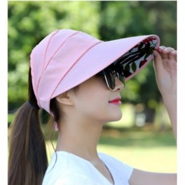 Sun Hats Wide Brim Summer Folding Hat UV Protection Sun Cap Beach Hat for Women - Pink - CF184EY2RQY $8.72