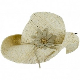Cowboy Hats Women's Calico Flower Straw Cowgirl Hat - Pgd4023-Tea-O - Natural - CQ11CP3UXQ3 $73.46
