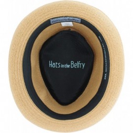 Fedoras Belfry Men/Women Summer Straw Pork Pie Trilby Fedora Hat in Blue- Tan- Black - Tan - C218CT4Z2TA $46.28