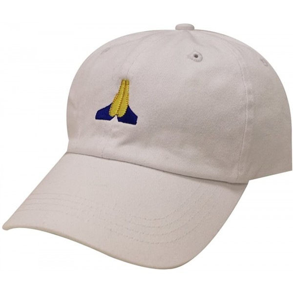 Baseball Caps Pray Emoji Cotton Baseball Cap Dad Hats - White - CB12JQZSOHR $9.85