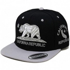 Baseball Caps California Republic Bear Logo Snapbacks Flat Brim Adjustable Snapback Hat Cap - Black Gray 01 - C4196XG9AXG $10.48