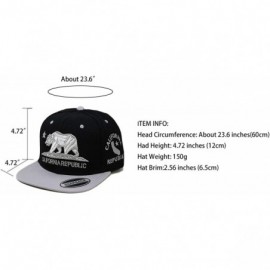 Baseball Caps California Republic Bear Logo Snapbacks Flat Brim Adjustable Snapback Hat Cap - Black Gray 01 - C4196XG9AXG $10.48