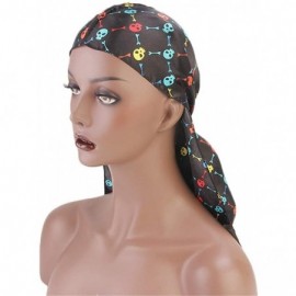 Skullies & Beanies Print Silky Durags Turban Silk Du Rag Waves Caps Headwear Do Doo Rag for Women Men - Tjm-05k-4 - C7197W7KR...