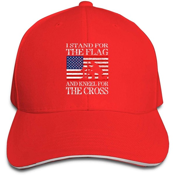 Baseball Caps I Stand for The Flag and Kneel The Cross Baseball Cap Sports Adjustable Dad Hat - Red - C2196SX2EZZ $12.23