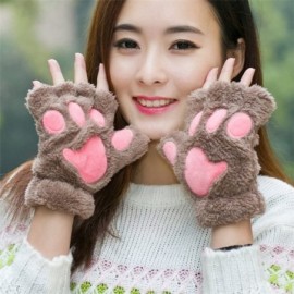 Skullies & Beanies Women's Cat Ear Crochet Braided Knit Caps Gloves - Khaki - C3187X36XNK $11.89