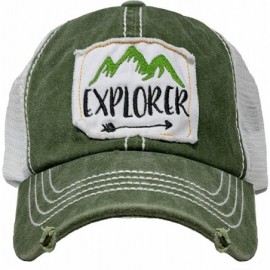 Baseball Caps Dad Hat Unisex Mesh Trucker Distressed Vintage Patch Baseball Cap - Explorer - Green - CK18QQQMS66 $15.96